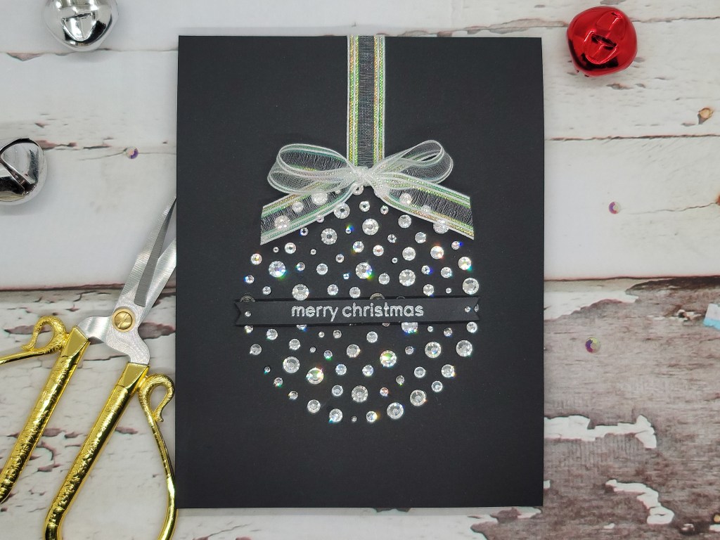 Easy Black Christmas Card, Christmas Bauble
