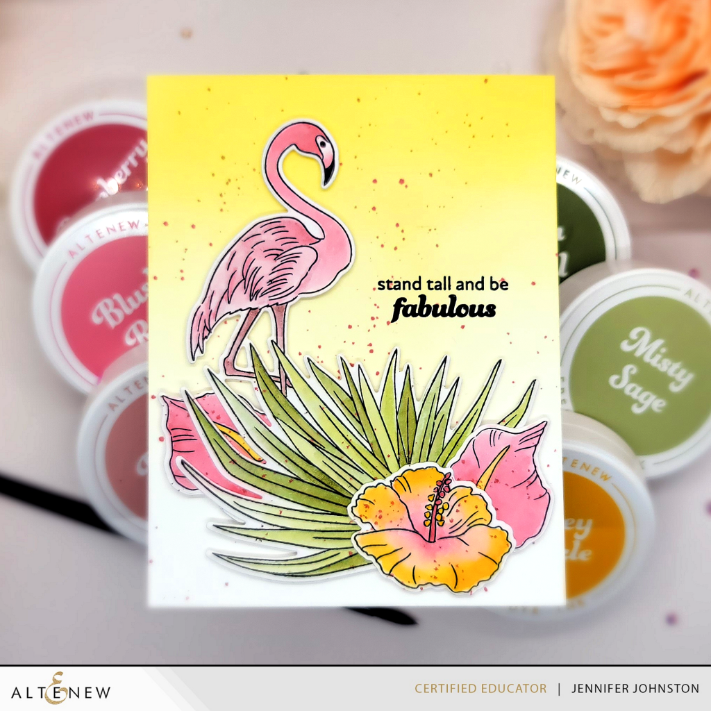 Flowers and A Flamingo, Blushberry Bliss Fresh Dye Ink